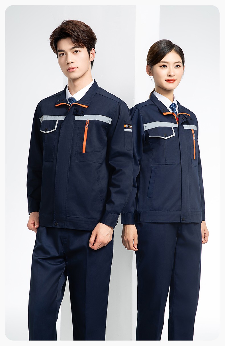 DM8038 批發(fā)工作服套裝男耐磨長(zhǎng)袖反光條廠服車間汽修企業(yè)工地工裝勞保服(圖14)