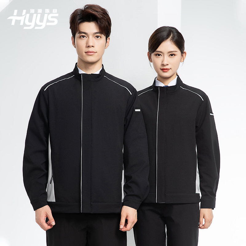YJ-5608XM 軟殼沖鋒衣工作服春秋套裝男純色防風(fēng)工裝企業(yè)團(tuán)體服機修服定制